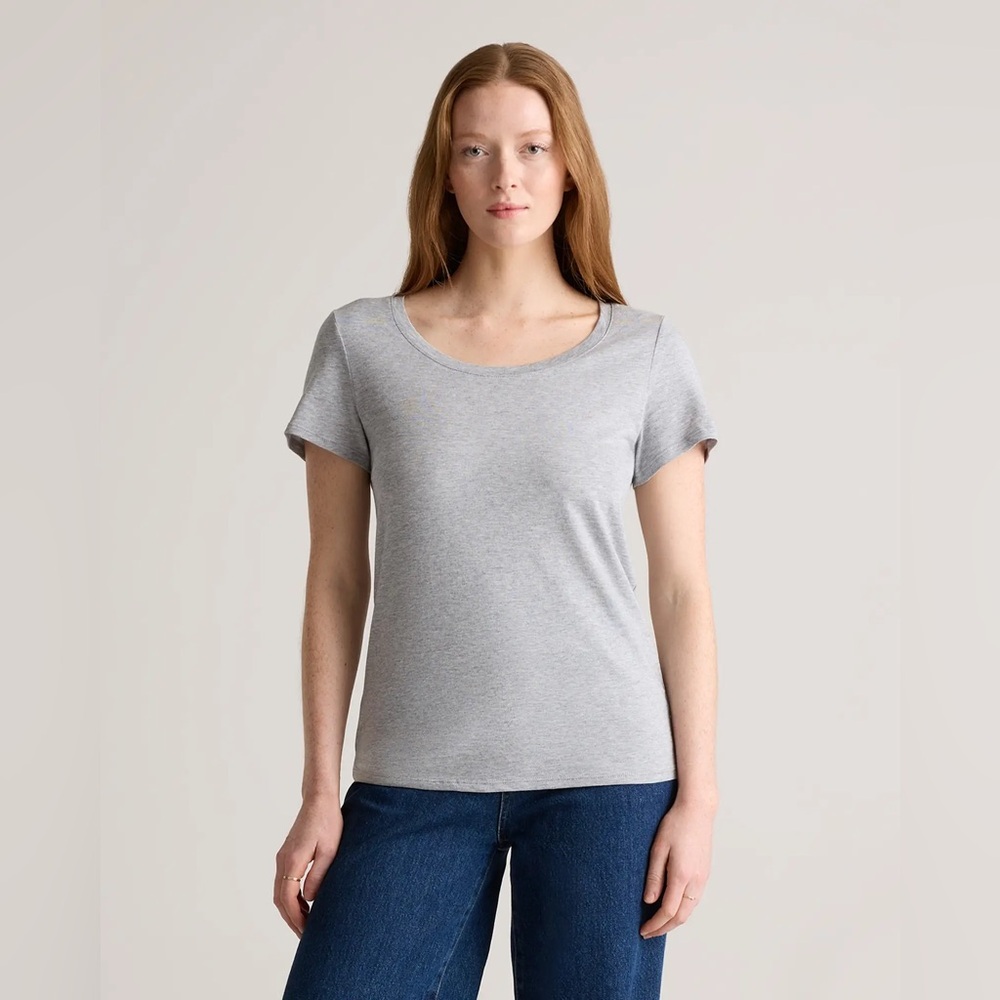 Quince Gray Basic Scoop Neck Top Tshirt
